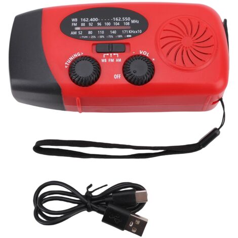 Radio d'urgence AM FM WB 2000mAh, manivelle solaire, météo Portable avec lampe de poche LED (1/5)