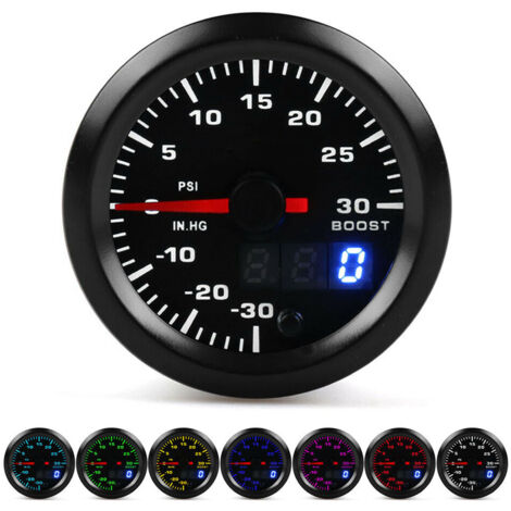 2 pouces/52mm universel 7 couleurs LED Turbo Boost mètre PSI manomètre affichage numérique pointeur (1/5)