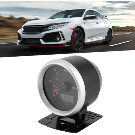 Jauge Turbo Boost Digitale LED 52mm Universelle 12V - Affichage PSI Boost + Turbo Manomètre Argent/Noir Pour Voiture