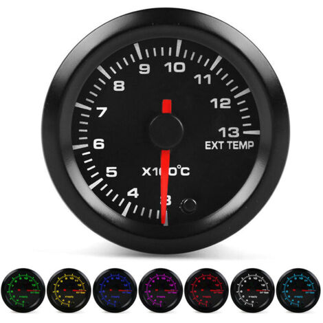 Compteur de température des gaz d'échappement 2 pouces/52 mm 300-1300 ℃ Rétroéclairage 7 couleurs DC10-15 V pour voitures 12 V avec capteur (1/5)