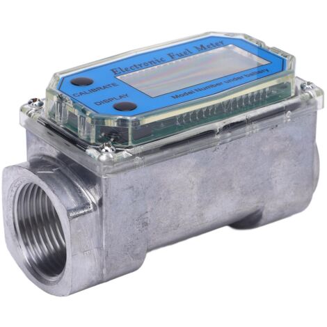 Débitmètre de carburant à turbine numérique Débitmètre à unités multiples multifonctionnel en métal de haute précision pour l'eau, le gazole, l'essence 32 mm / 1,3 pouces : minimum 10 L/min, maximum 1 (1/5)