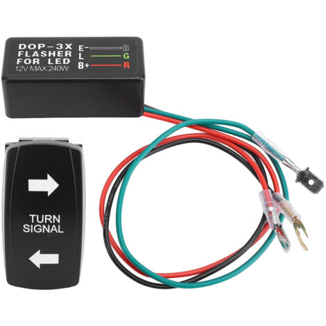 Interrupteur à bascule avec clignotant LED vert, pour ATV, UTV, RV, véhicule tout-terrain, pick-up, tracteur, bateau, moto, DC12-24V (1/5)