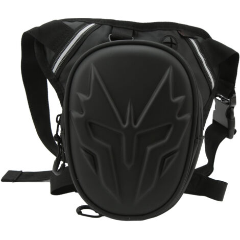 Sac de jambe de moto en PVC mat, pochette de chute, sacs de cuisses multifonctionnels pour l'extérieur noir