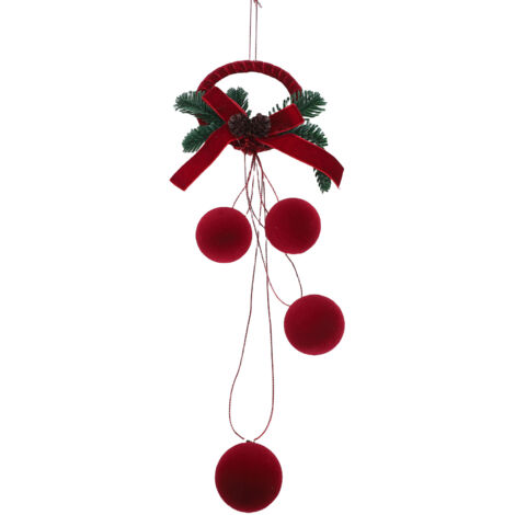 Ornement de noël avec pendentif boule, décoration d'arbre suspendu floqué pour bricolage couronne de fenêtre, anneau circulaire rouge intérieur et extérieur (1/5)