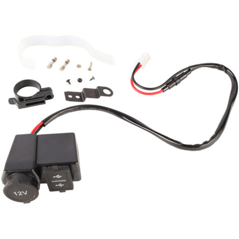 Chargeur de téléphone de moto avec prise allume-cigare 4,2a, double Port USB, affichage de la tension, sûr pour Scooter, voltmètre de moto + (1/5)