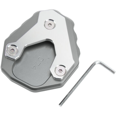 Plaque Béquille Latérale Moto Alliage Aluminium – Patin Antidérapant Argent, Stabilité Accrue Tous Terrains