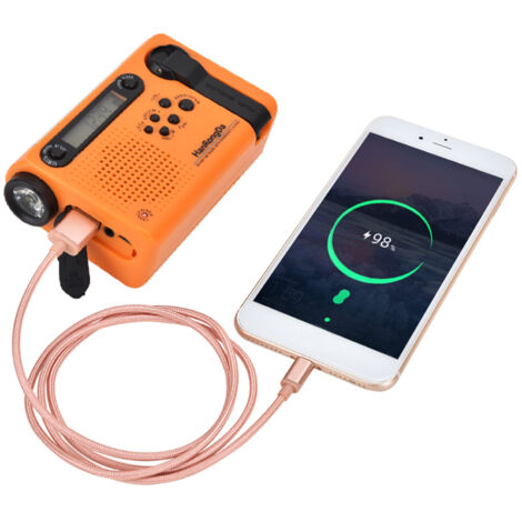HanRongDa Radio d'urgence extérieure Portable AM FM SW manivelle à énergie solaire avec lampe de poche LED batterie 2000 mAh alarme SOS (1/5)