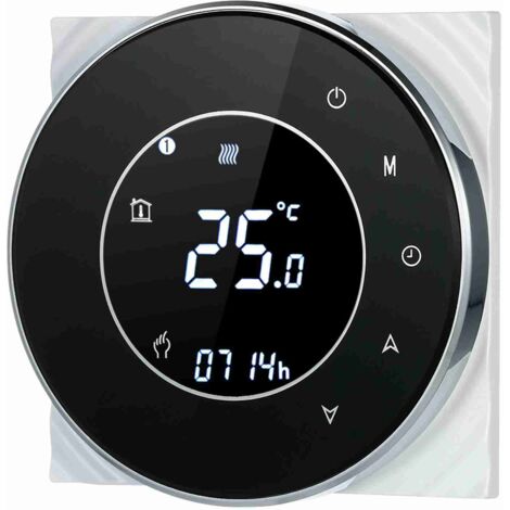 Thermostat de chauffage de chaudière à gaz programmable, contrôleur de température à contact sec, écran tactile LCD avec rétroéclairage, commande vocale, compatible Echo/Home/IFTTT (1/5)