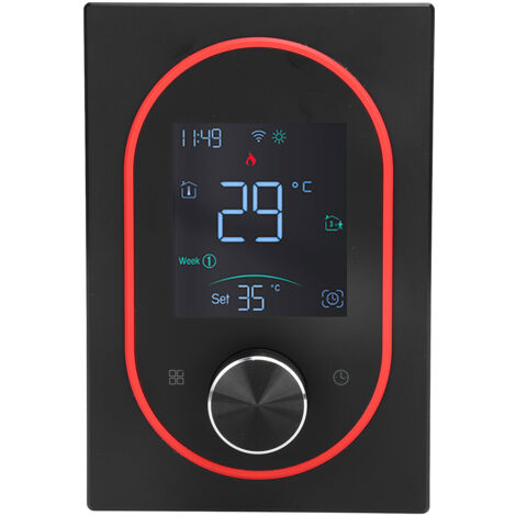 Thermostat couleur intelligent LCD bouton programmable contrôle écran tactile chauffage de l'eau avec application pour maison hôtel bureau AC 95 V à 240 V noir modèle normal (1/5)