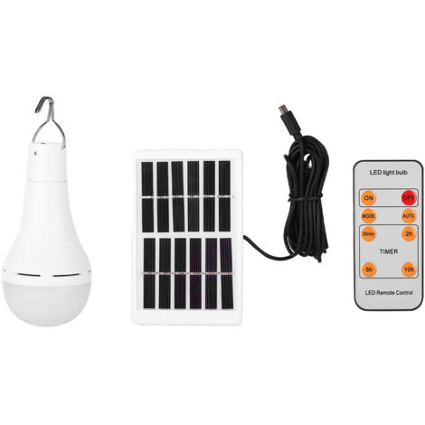 Ampoule solaire LED 9W, sensible à la lumière, 5 vitesses, blanc positif, d'urgence, intelligente pour le Camping en plein air (1/5)