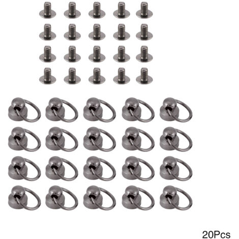 20 pièces artisanat cuir bricolage rivet en métal avec boucle d'anneau pour la décoration de sac à main/coque de téléphone (noir) (1/5)