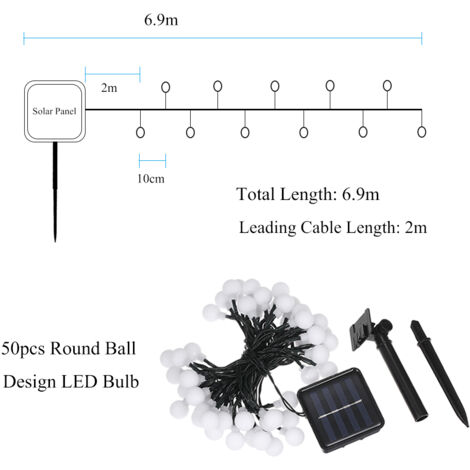Tomshine Solar Powered 50 LEDS String Light IP44 résistant à l'eau extérieure de fées suspendues de fée décoration lampe à balle pour la fête de fête du salon (1/5)