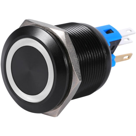 22mm 12V-24V étanche autobloquant verrouillage bouton poussoir interrupteur LED blanche (1/5)
