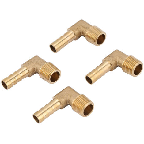 4 pièces en laiton filetage mâle coude tuyau queue barbe connecteur raccord G1/4 "8mm (1/5)