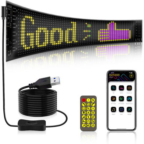 Affichage flexible LED APP BT Écran de publicité de voiture Autocollant de véhicule intelligent polychrome Doux IP65 étanche peut être plié à volonté Personnaliser l'image Contrôle mobile avec télécom