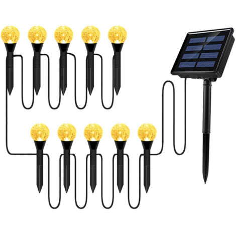 Ensemble de guirlandes de lampes à bulles solaires pour pelouse, décoration de paysage extérieur, LED étanches IP65, lumières sur piquet à énergie solaire pour allée/cour/jardin (1/5)
