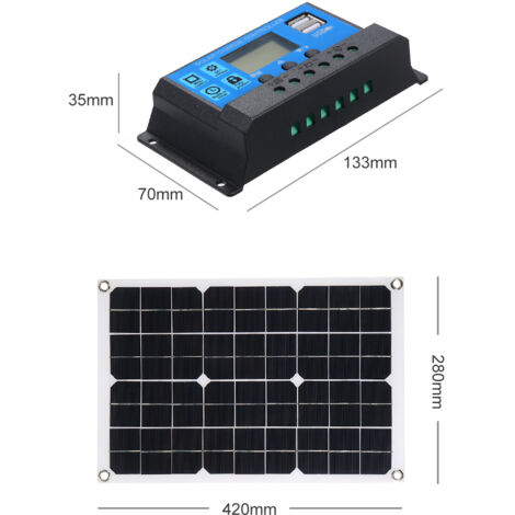 Panneau Solaire Portable 30W 12V Avec USB - Étanche IP65 - Pour Voiture, Camping-car, Bateau - Inclus Ventouses Et Pinces - 9