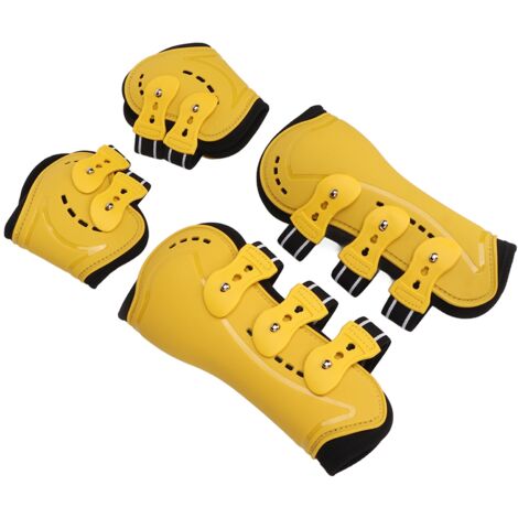 OPPWONG Guêtres pour Chevaux, 4 Pièces en Néoprène PU, Protège-tendons Avant et Arrière pour Chevaux, des Jambes pour L'équitation, équipement équestre (Ensemble de Devant et de Dos