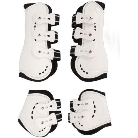 Guêtres de tendon avant de cheval réglables et respirantes, protection ouverte pour sauter, blanc M (1/5)