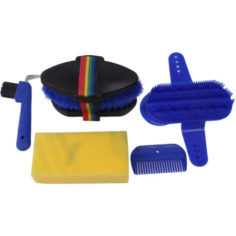 Kit de nettoyage Stable professionnel, peigne en éponge, brosse à crochet en fer à cheval, ensemble de 6 pièces pour cheval et (1/5)