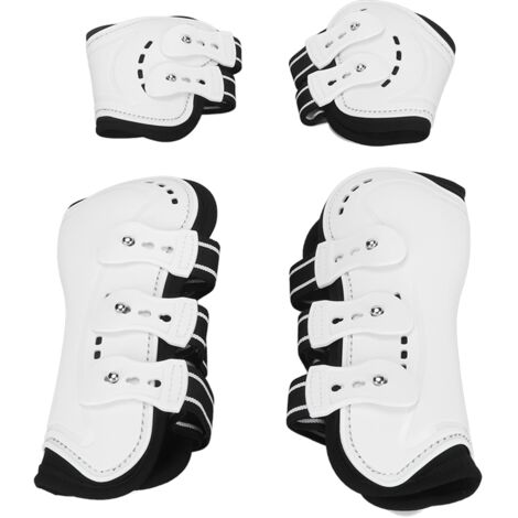 Guêtres tendineuses pour cheval, amortisseurs de chocs, réglables, avant et arrière, pour protection des jambes, blanc, lot de 4 L (1/5)
