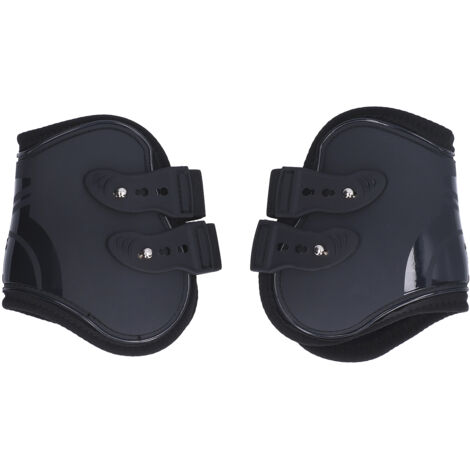 Ensemble de bottes tendineuses pour chevaux, 2 pièces, robuste et réglable, coque en PU, protection pour chevaux, pattes arrière noires XL (1/5)