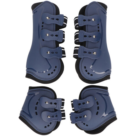 Protège-tendons pour cheval, réglable, ouvert sur le devant, protection respirante, protection pour saut, bleu, lot de 4 L (1/5)