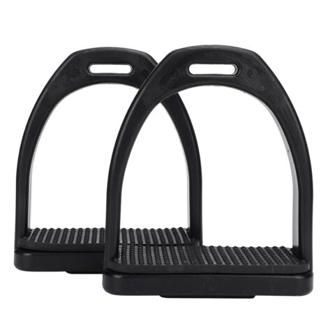 Étriers en plastique haute résistance, 2 pièces, avec coussin en caoutchouc antidérapant noir, accessoires pour outils équestres (grands) (1/5)