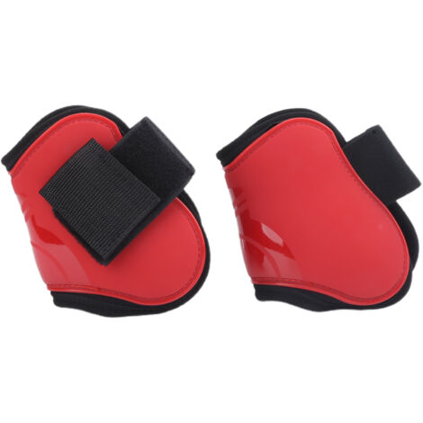 Bottes tendineuses pour cheval, protège-boulets d'équitation, coque en PU, botte de Protection, rouge, arrière M (1/5)