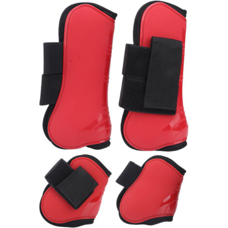 Bottes de tendon de cheval épaisses, coque en PU, protection des jambes d'équitation, rouge M (1/5)