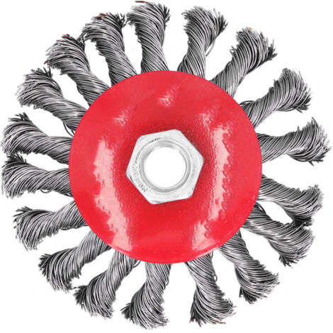 Roue à brosse métallique torsadée, broyeur noué, outil d'élimination de la rouille, écrou M14x2, 4 pouces (1/5)