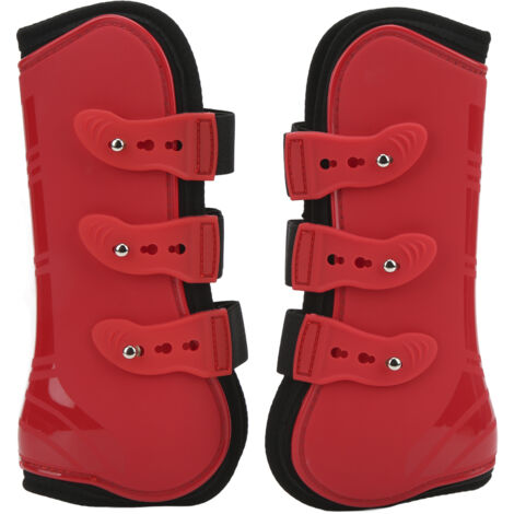Bottes de tendons avant de cheval, 2 pièces, Support de jambes réglables pour l'entraînement, course rouge XL (1/5)