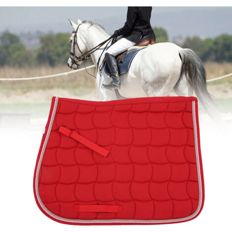 Tapis De Selle Qcwwy – 500x650 Mm, Rembourrage éponge, Tissu Nid D'abeille, Sangle PP, Bleu Foncé, Respirant