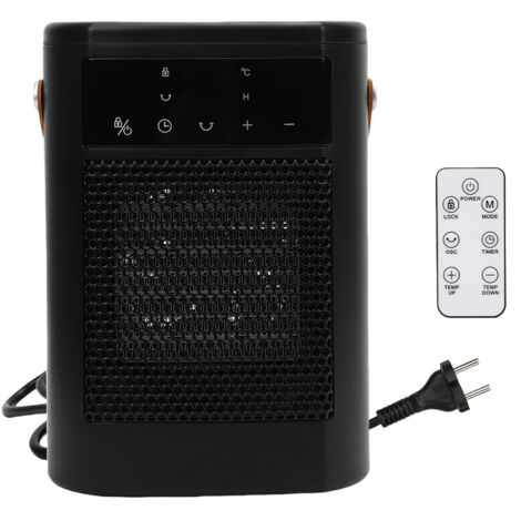 Chauffage électrique portable 1500 W PTC en céramique avec télécommande 12 heures, écran tactile silencieux pour intérieur, chambre à coucher, bureau, prise UE 220 V (1/5)