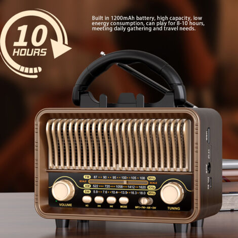 Radio Rétro Bluetooth Rouge - AM/FM/SW, Batterie 1800mAh, USB/TF/AUX, Haut-Parleur 5W - Compacte Et Portable
