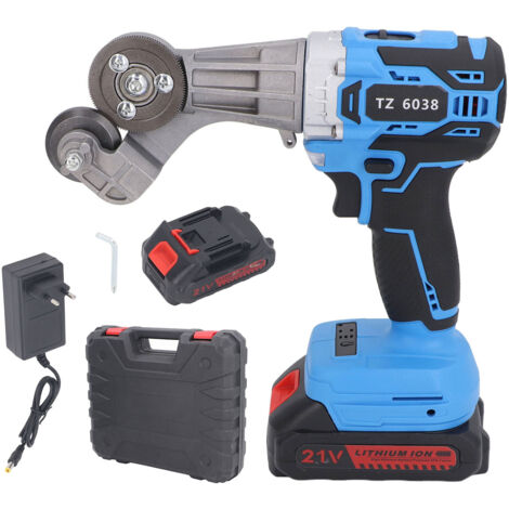 Ciseaux métalliques sans fil 21V, cisaille électrique, 3 niveaux, rechargeables, tête rotative à 360 °, 100 à 240V pour couper la prise ue (1/5)