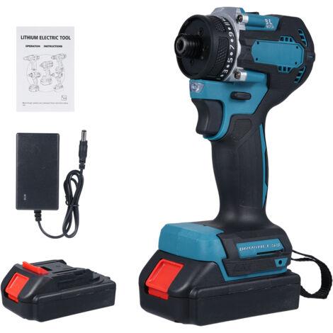 Perceuse-visseuse sans fil 21 volts, couple de 55 Nm, moteur sans balais, outil électrique 2 en 1, contrôle à deux vitesses et LED. (1/5)