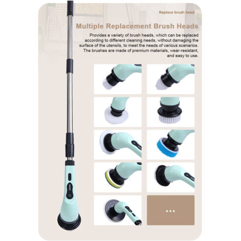 Machine de nettoyage électrique sans fil Machine de nettoyage rechargeable Automatique Kitchen Lavage à vaisselle Baignoire Baignoire Tile Professional Tool avec tige télescopique (1/5)