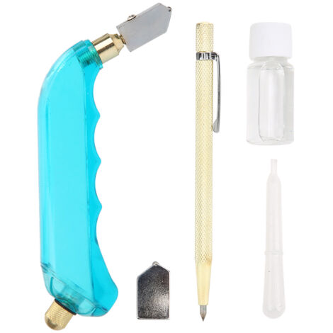 Ensemble de stylos à outils diamant de marquage de coupe-verre rempli d'huile pour les travaux ménagers et de coupe (Plan A1) (1/5)