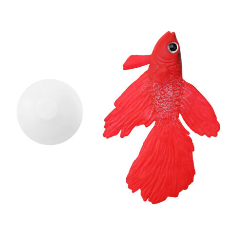 Décoration d'aquarium en Silicone artificiel drôle, petit ornement d'aquarium, Betta rouge (1/5)