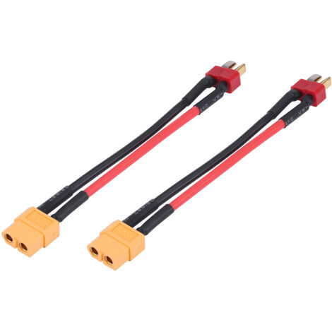 Lot de 2 adaptateurs/connecteurs RC en silicone, connecteur mâle en T vers connecteur femelle XT60 (1/5)