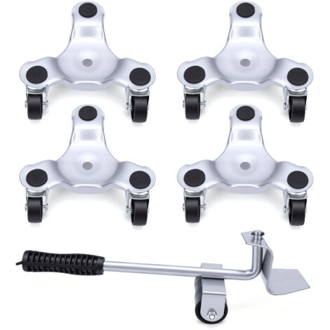 Kit de Déménagement et de Levage de Meubles avec 4 Curseurs, roulettes pour Meubles à 3 Roues Plaque Mobile de Levage en Argent pour Objets Lourds Portant 400KG (1/5)