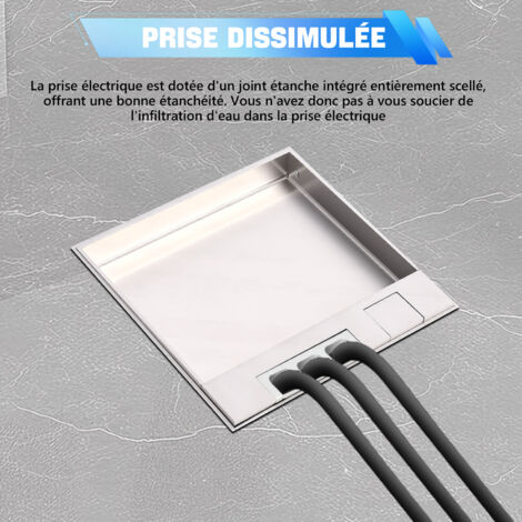 Boîtier De Prise De Sol Encastrable 16A 4000W Inox Étanche - 2 Prises EU Escamotables Pour Cuisine, Salon, Bureau Ou Hôtel