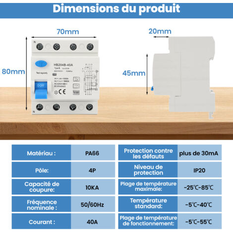 Disjoncteur Diff rentiel 4P Type B 40 A Protecteur De Courant R siduel disjoncteur-diff-rentiel-4p-type-b-40-a-protecteur-de-courant-r-siduel