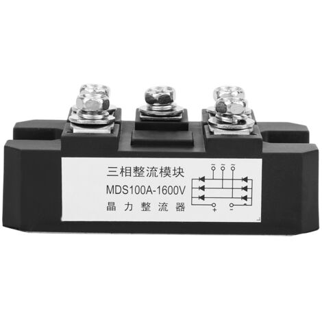 Module d'alimentation de redresseur de pont, redresseur triphasé portable durable, haute fiabilité noir 1600 V pour le chargement de la batterie d'entrée de courant électrique de l'onduleur PWM (1/5)