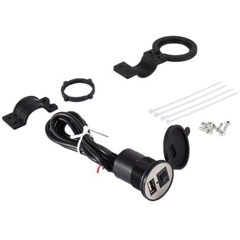Chargeur USB de moto, chargeur de barre de poignée noir à large Application pour tablettes de téléphones mobiles