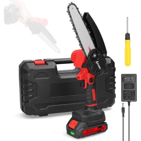 Mini Tronconneuse a Batterie, Tronconneuse Electrique Sans Fil de 6 Pouces 1300mAh avec Elagueuse Batterie pour l'élagage le Jardin Projets DIY