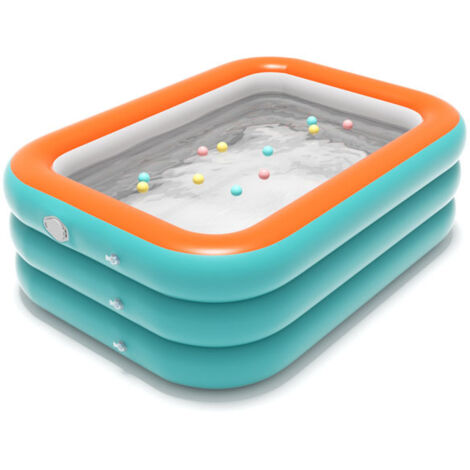 Rosvola Piscine gonflable rectangulaire à 3 anneaux pour enfants, tout-petits et adultes, piscine intérieure et extérieure, 1.5m