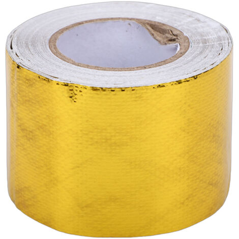 Ruban Réfléchissant de Bouclier Thermique, Ruban Isolant Haute Température pour la Protection Thermique Automobile avec Tissu de Verre feuilleté en Polyimide métallisé, pour (GOLD) (1/5)