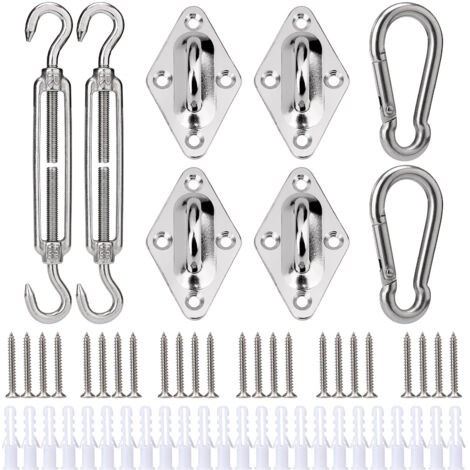Kit de fixation en acier inoxydable de 15 cm pour l'installation d'une voile d'ombrage triangulaire (1/5)